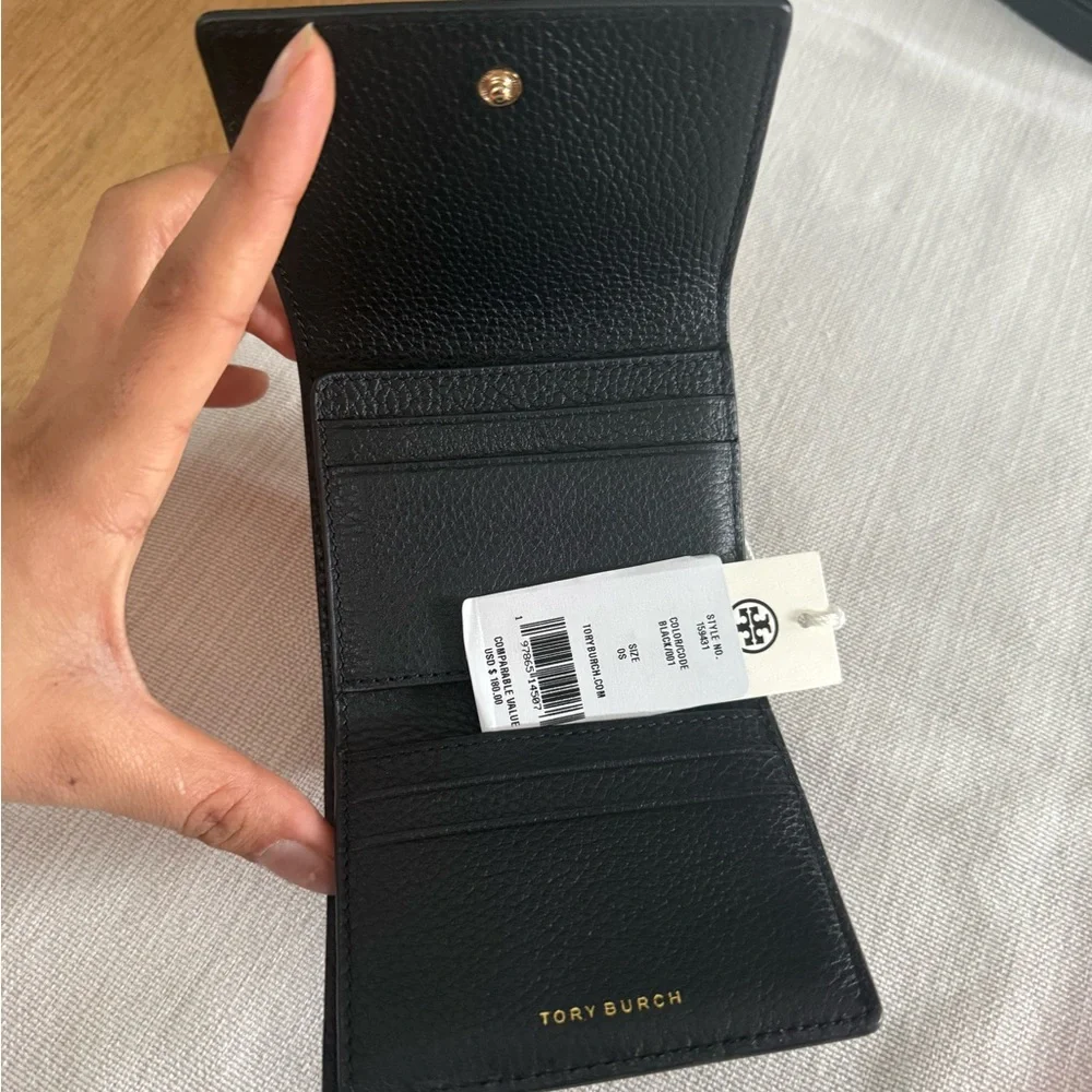 880+! New Tory Burch Britten in black Leather Satchel and Britten bifold wallet